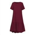 thumbnail image 4 of ZANZEA Women's A Line Thin Dresses Short Sleeve Holiday Asymmetric Hem FZH, 4 of 4