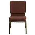 thumbnail image 5 of (10 PACK) 18.5'' Wide Dark Brown Fabric Church Chair with Book Rack and Gold Vein Frame - Multipurpose Stackable Office Side Chair, 5 of 7