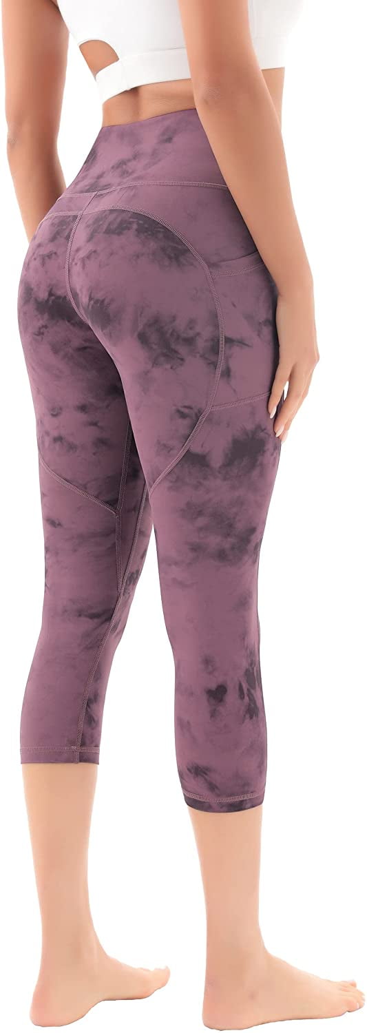L33 L37 LAPASA Womens Slimming Capris Soft Wide Waistband Running Yoga Pants Wide Waistband Hidden Pocket L02 L38