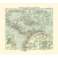 thumbnail image 2 of Perthes 22x20 Gold Ornate Wood Framed with Double Matting Museum Art Print Titled - Central America Antilles - Perthes 1921, 2 of 4