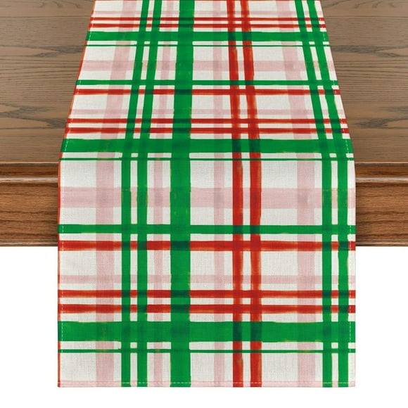 Camino de mesa de otoño con cuadros escoceses de búfalo en color naranja y negro, decoración de mesa de comedor de cocina de Halloween para fiesta al aire libre en casa, 13 x 72 pulgadas