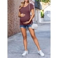 thumbnail image 3 of Weardear 3 Pack Maternity Shirts Side Ruched Short Sleeve Pregnancy Tee Tops Crew Neck Tunic, 3 of 6