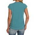 thumbnail image 5 of Otvok Womens Solid Color Round Neck Bubble Sleeve Short Sleeved Casual Tops Blouse, 5 of 6