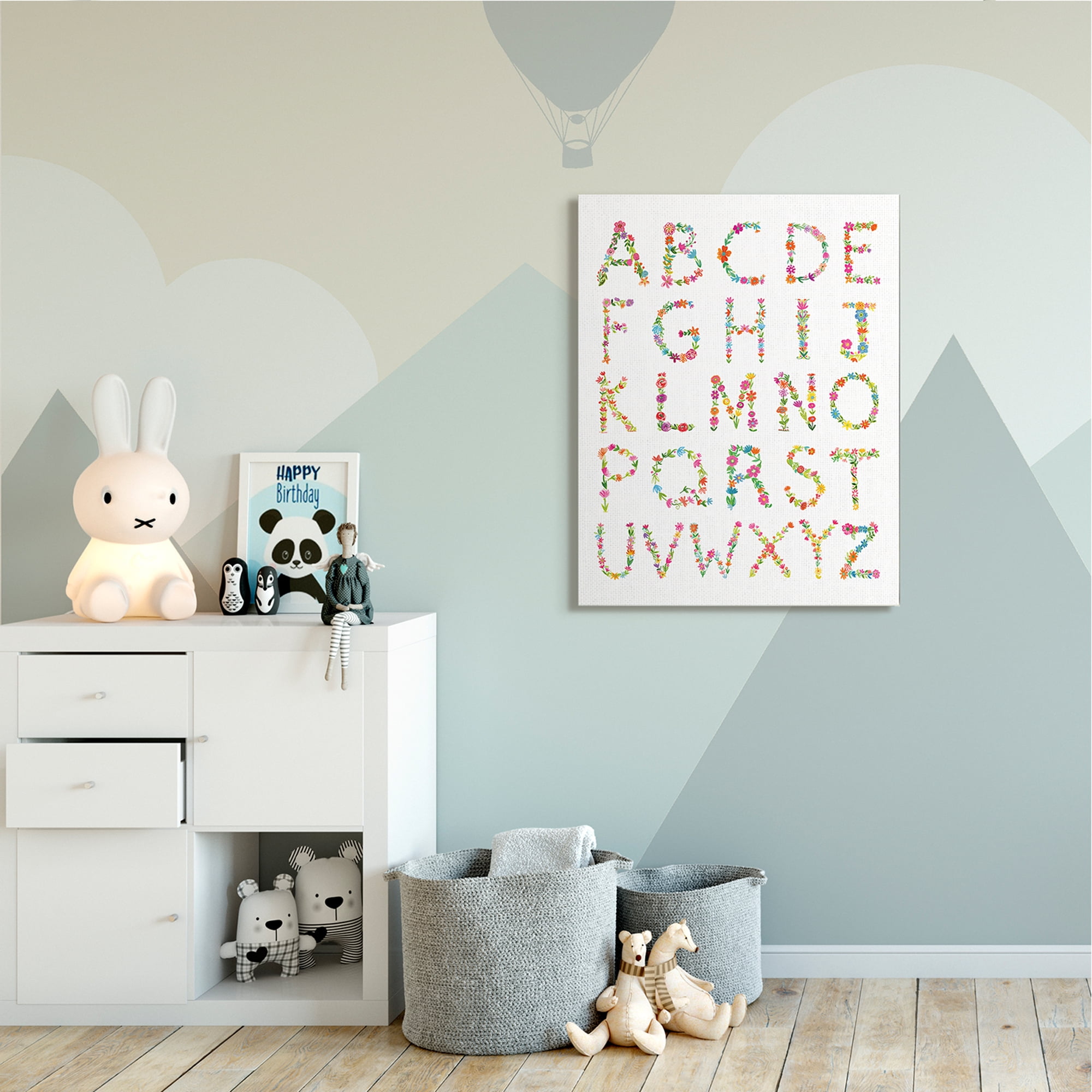 Stupell Industries Floral Pattern Alphabet Soft Chic Typography Canvas Wall Art, 36 x 48, Design by Farida Zaman