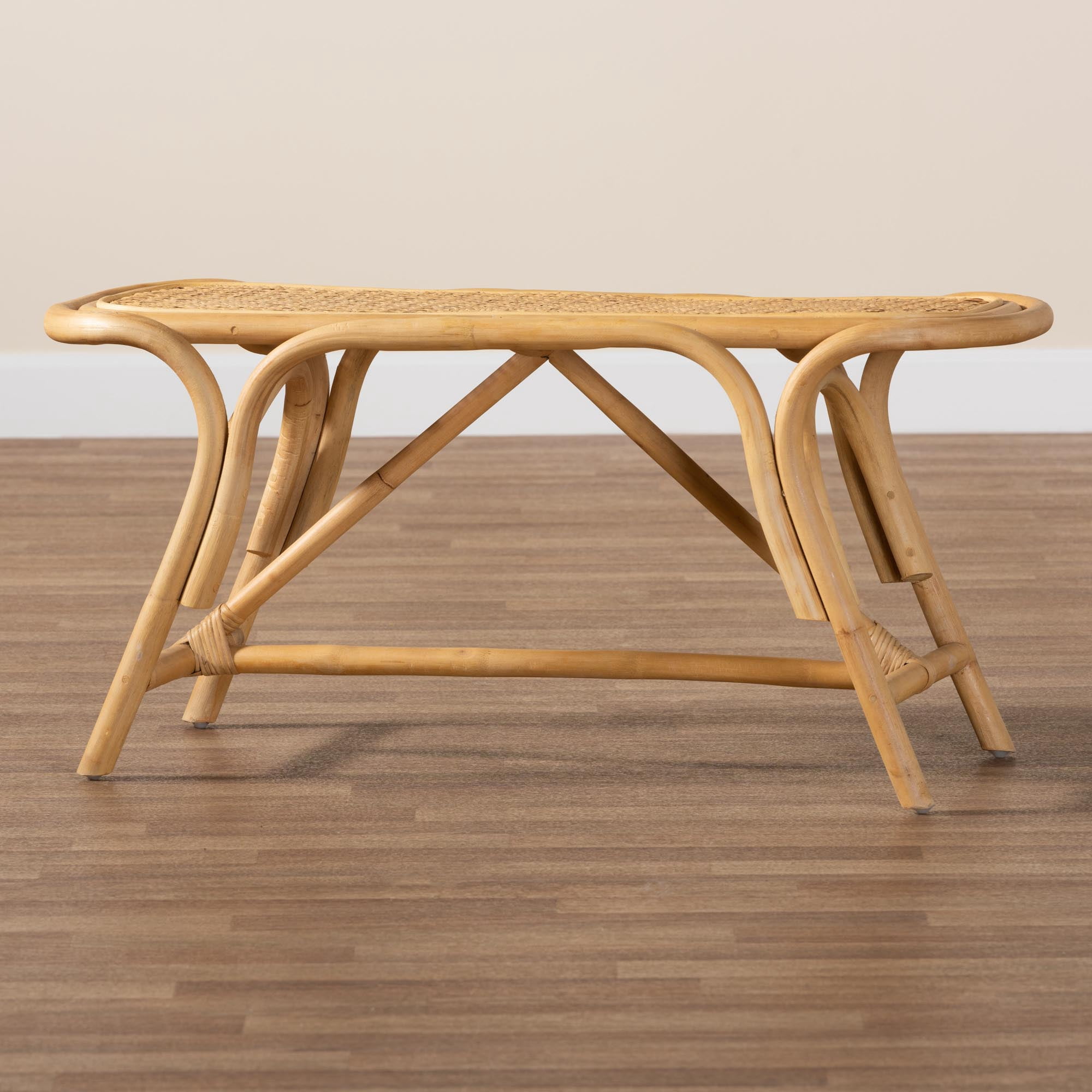 bali & pari Septa Rattan BOHO Bench, Natural Brown