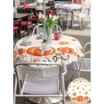 thumbnail image 4 of Outdoor Tablecloth with Umbrella Hole and Zipper, Fall Thanksgiving Round Table Cloth 60 Inch Waterproof Tablecloth, Watercolor Orange Pumpkin Maple Leaf Picnic Table Cover for Patio Camping, 4 of 7