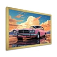 thumbnail image 2 of Designart "Sunset Cadillac Pink Luxury Ride II" Transportation Framed Wall Art Decor - Modern Pink Car Muscle Car Entryway Framed Wall Art, 2 of 6
