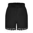 thumbnail image 5 of Juslio Womens Shorts Lace Breathable Linen, Fashion Sporty Elastic Waist with Pockets Black Shorts, 5 of 7