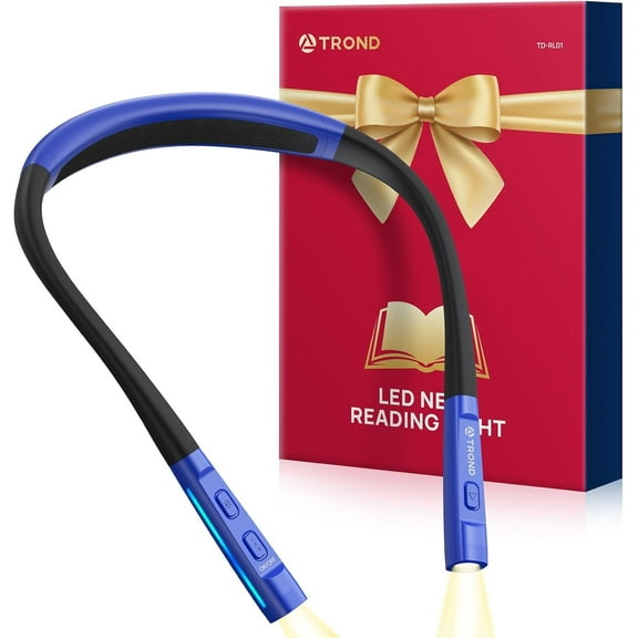 TROND LED Neck Reading Light, 3 Color 3 Brightness Book Light for Reading in Bed, 1000mAh Rechargeable Lamp, Flexible Arm with Outdoor Warning Light, Eye-Caring for Crochet, Book Lovers Gifts
