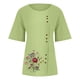 thumbnail image 4 of DTBPRQ - Camisas de lino para mujer, blusa bordada de algodón y lino, manga corta, estilo bohemio mexicano, camiseta informal, 4 of 4