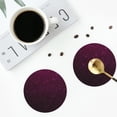 thumbnail image 4 of Lsque Dark Purple Glitter Pattern 4" Drink Coasters Set of 4, PVC Leather Absorbent Coasters, Table Coaster Set Decorative Coffee Cup Coasters Housewarming Gift -Round Shape, 4 of 6