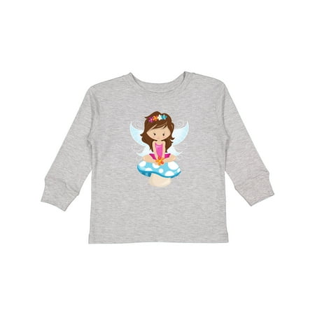 

Inktastic Cute Fairy Magic Fairy Brown Hair Mushroom Girls Long Sleeve Toddler T-Shirt