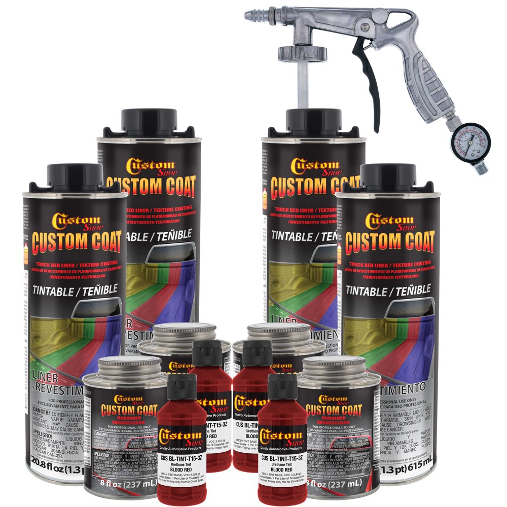 Custom Coat Blood Red 1 Gallon Urethane SprayOn Truck Bed Liner Kit