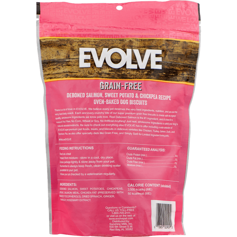 Evolve Grain Free Oven Baked Dog Treats Salmon Sweet Potato