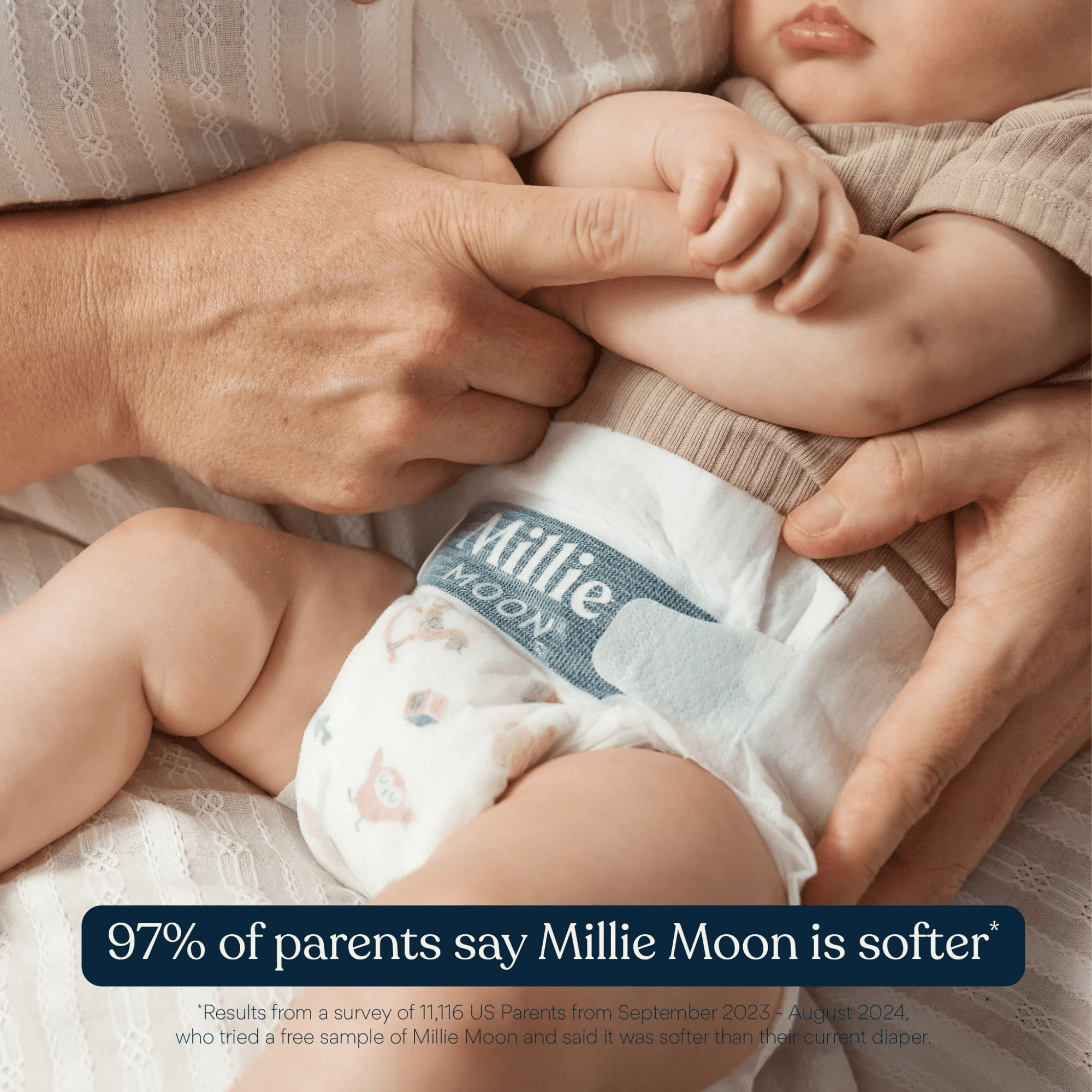 Millie Moon Luxury Diapers – Size 3  CloudTouch™ Softness  Hypoallergenic, Ultra-Absorbent  27 Count
