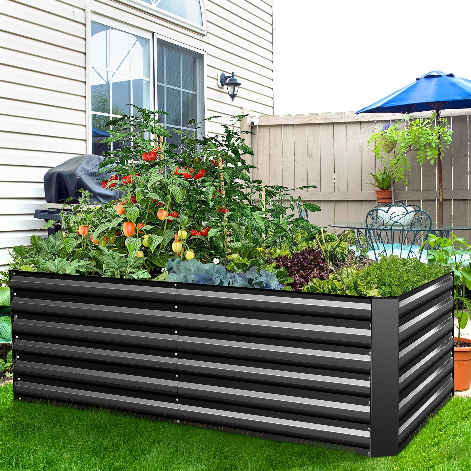 Funcid 6x3x2ft Galvanized Raised Garden Beds Large Metal Garden Beds Galvanized Steel Planter Boxes Outdoor for Vegetables Flowers Herbs