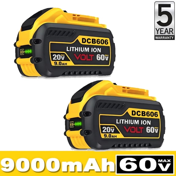 2Pack DCB606 9.0AH Replacement for DW 20V/60V Battery Lithium-ion Battery DCB606 DCB609 DCB612 Compatible with DW Cordless Power Tools and Chargers