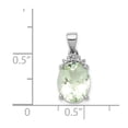 thumbnail image 2 of White Sterling Silver Charm Pendant Diamond Prasiolite Oval 18 mm 8, 2 of 3