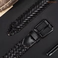 thumbnail image 3 of JASGOOD Men's Braided Leather Belt Casual Woven Belt for Daily Work Jeans Pants 1.4" Width, 3 of 9