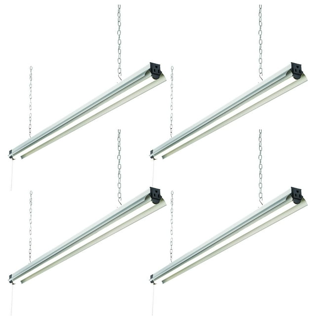 Newhouse Lighting 4FT LED Shop Light, 55W (225W Equivalent), 5000 Lumens, 4000K Linkable Garage Lighting, Utility LED Ceiling Lights, Chain or Flush Mount, 4-Pack, Silver (NH-SHOP-M4FT-4)