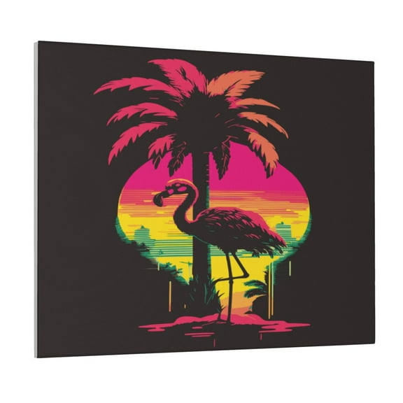 Logiee Flamingo And Palm Trees At Sunset Print Canvas Wall Art ,Art Poster,Canvas Decorative Picture,Decor Wall Pictures for Living Room Bedroom Bathroom,Ready to Hang