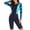 Blue, variant on WREESH Womens Long Sleeve Rash Guard One Piece Swimsuit Sports Swimwear Conservative Panel Color Sunscreen Swimwear Diving Suit Surfing Suit Beach Bathing Suit Green