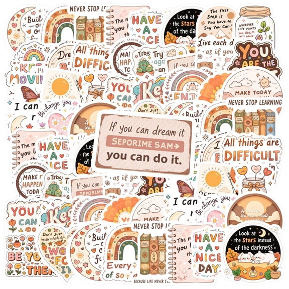 35pcs-50pcs Inspiring Stickers Teacher Reward Stickers Motivational Stationery Stickers for Laptops Notebooks Suitcases