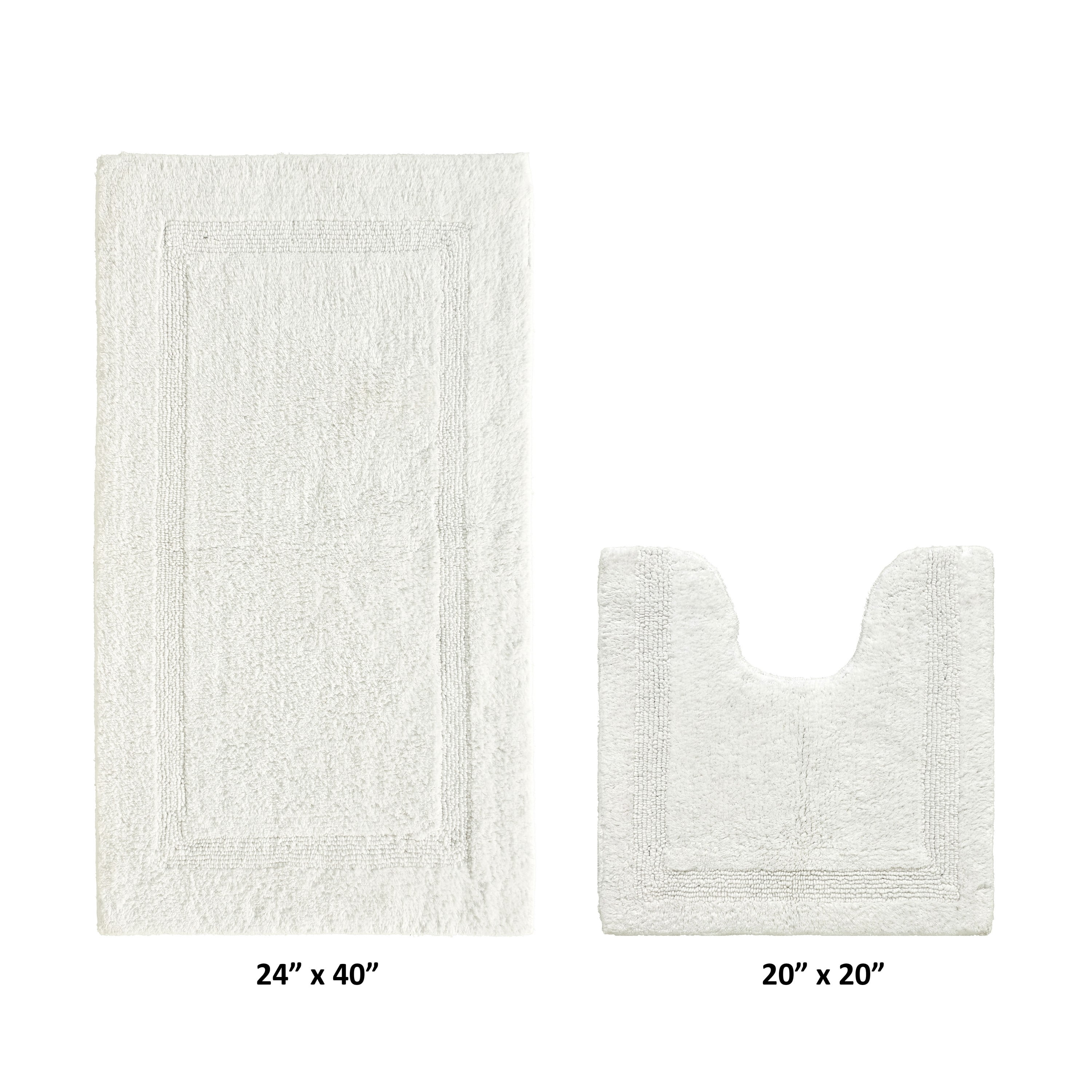 Better Trends Bath Rugs U-Shaped Contour Toilet Rugs Sets 2 Piece 100% Cotton Bathroom Mat Soft Absorbent Reversible Washable for Decor Tub Shower Bathroom Floor, 20"x20"|24"x40" Ivory Lux Collection