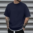 thumbnail image 2 of Men's Knit Layered T-Shirt Summer Casual Crew Neck Short Sleeve Tee with Stretch Fabric for Daily Wear Men's Loose Fit Shirt Summer Oversized Button Tee, 2 of 4