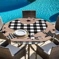 thumbnail image 6 of Chicken Hen Round Tablecloth, Fitted Table Cover with Elastic for 55"-60" Round Tables, Rooster Animals Farmhouse Plaid Brown Wooden Grain Table Cloth Outdoor Dinning Party Waterproof Tablecloths, 6 of 7