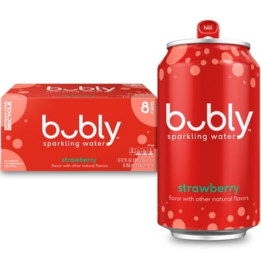 bubly Sparkling Water, The Super Mario Galaxy Movie Strawberry, Zero Sugar & Zero Calories, 12 fl oz Cans (8 pack)​