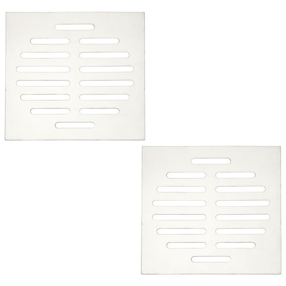 Uxcell 2 Pcs Square Floor Drain Cover, Stainless Steel Shower Hair Catcher Drain Grate for Small Lawns, Bathroom Covers, Kitchen Floor Drains, Silver Tone(5 Inches)