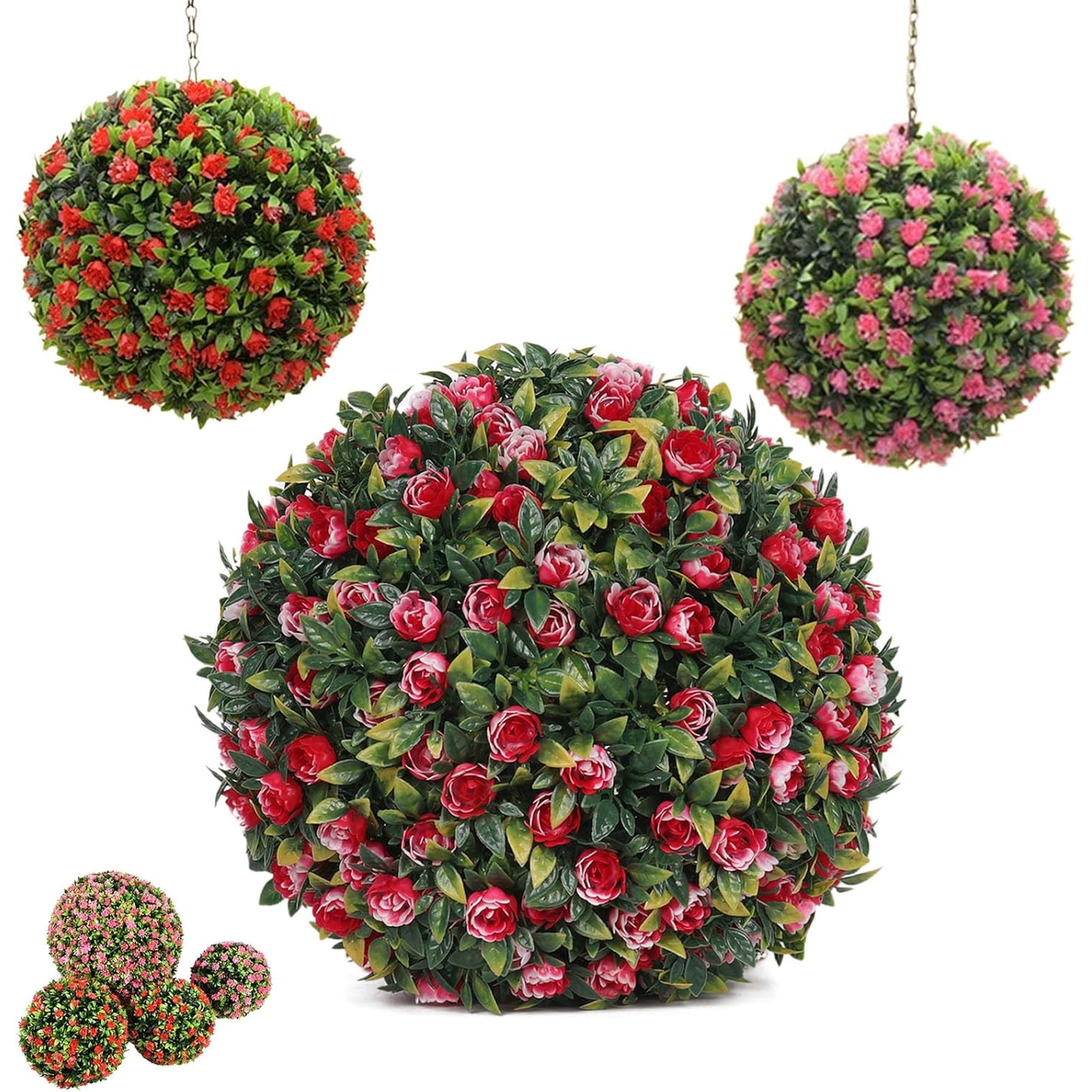 Wicker Park Garden Spheres, Wicker Park Flowers, Faux Floral Spheres, Floral Spheres Balls, Faux Flower Spheres, Artificial Outdoor Sunset Mums Flowers - UV Resistant, Waterproof, Windproof