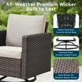 thumbnail image 5 of Unnifurnzi Patio Swivel Chairs-360 Degree Outdoor Swivel Glider Chair Set of 2 with High Back and Thickened Cushions for Deck Porch Garden Backyard-Brown/Beige, 5 of 7