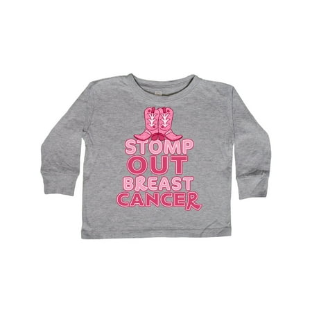 

Inktastic Stomp Out Breast Cancer with Pink Cowgirl Boots Gift Toddler Boy or Toddler Girl Long Sleeve T-Shirt