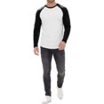 thumbnail image 2 of INSPIRE CHIC Men's Raglan T-Shirt Long Sleeve Crewneck Casual Baseball T-Shirts M White, 2 of 6