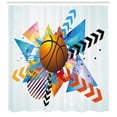 thumbnail image 3 of Ambesonne Teen Room Shower Curtain, Ball Zigzag Geometric, 69"Wx75"L, Multicolor, 3 of 3
