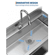 thumbnail image 4 of Yeshouse Fregadero de acero inoxidable de 39", fregadero independiente comercial con grifo extraíble, cubeta individual resistente para cocina, lavandería, restaurante e interiores, 4 of 5