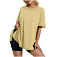 thumbnail image 1 of Diufon Women's Oversize Tops Spring Summer Short Sleeve Pullover Crewneck Shirts Casual Loose Slit Blouse, 1 of 5