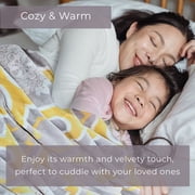 Shop LC Gray and Yellow Pattern Flannel Throw Blanket with Knitted Border 100% Microfiber Birthday Gifts