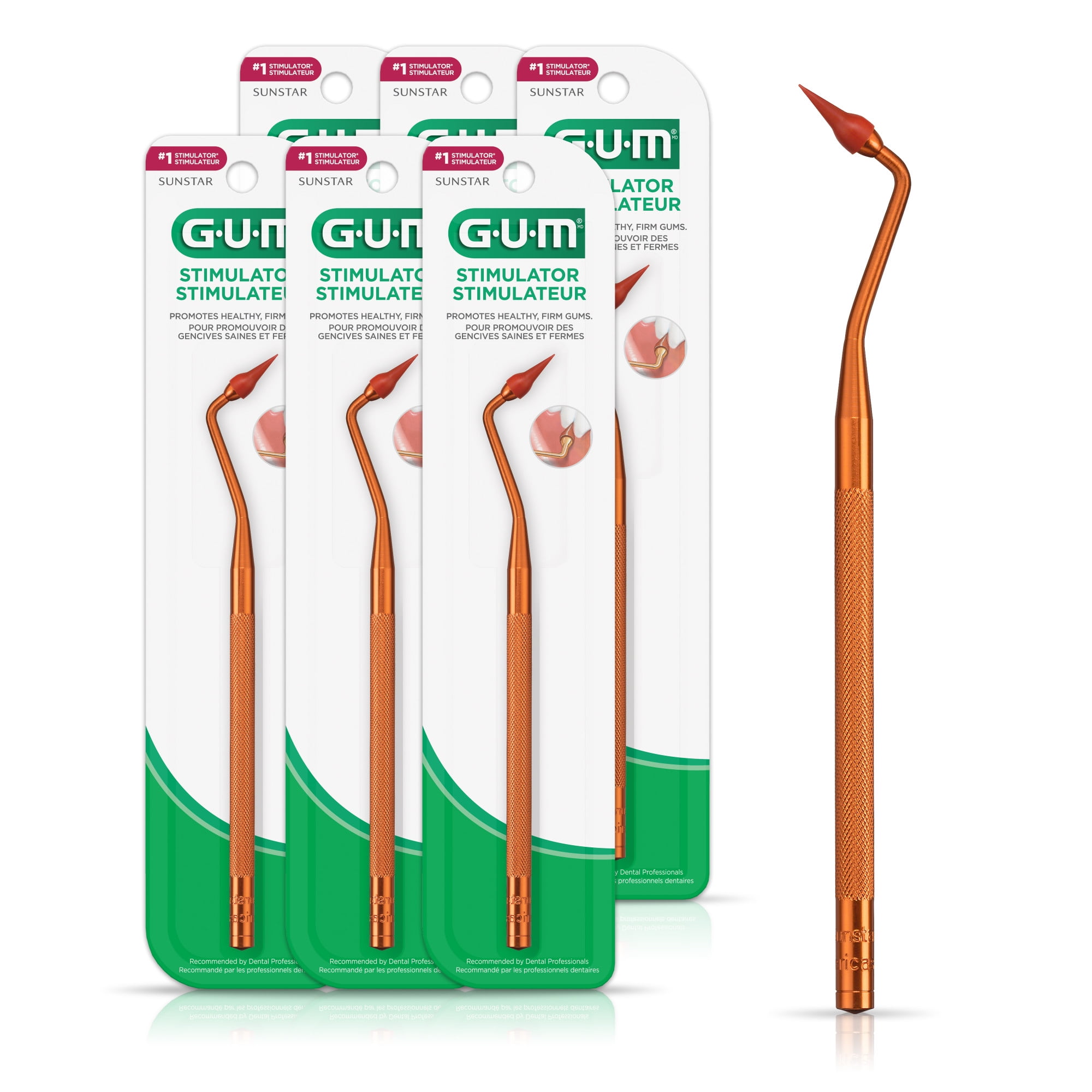 GUM Stimulator Permanent Handle, Long Handled Gum Massager, Rubber