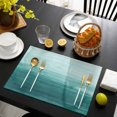 thumbnail image 3 of Turquoise Ombre Placemats Set of 8, Modern Abstract Art Ocean Oil Painting Placemats for Dining Table, Place Mats for Kitchen Tabletop, Waterproof Wipeable Dining Table Mats Set, 3 of 9