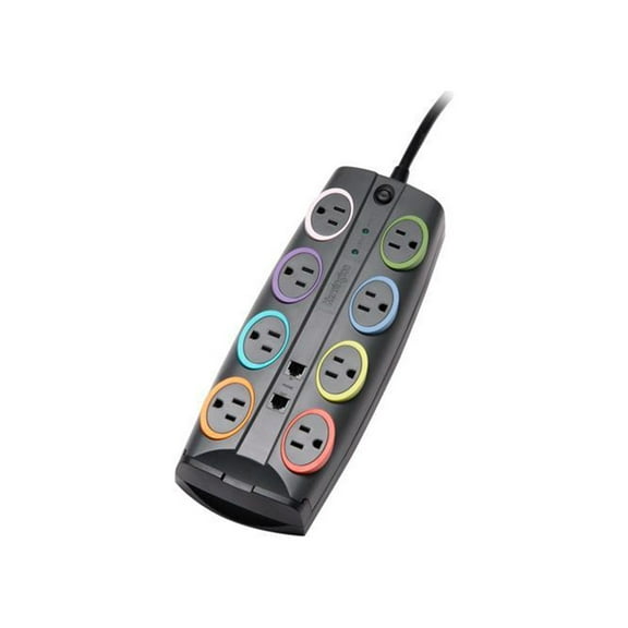 8-Outlet Adapter Model Surge Protector Black, 8ft Cord, 3090 Joules