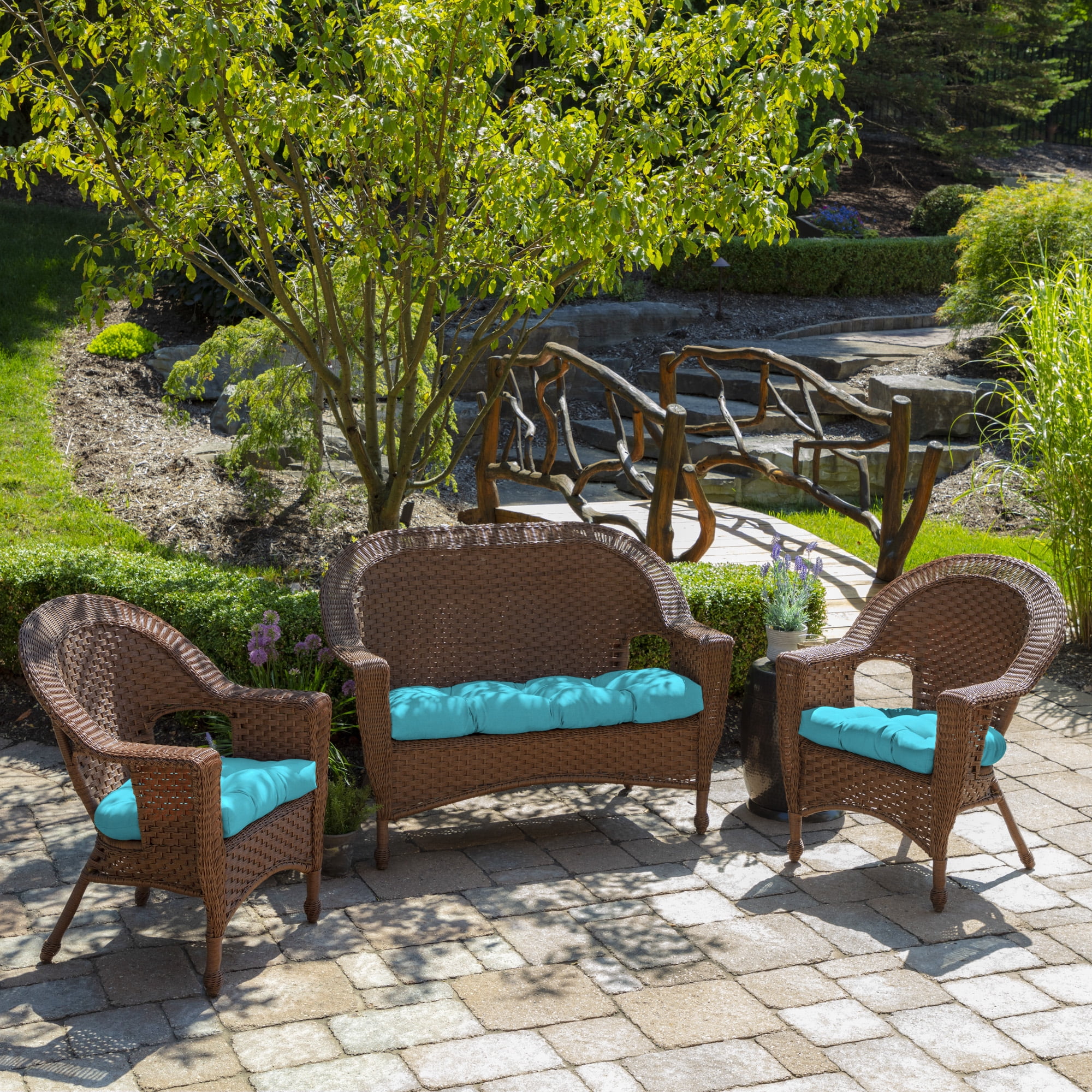 ARDEN Outdoor Wicker Chair Cushion, 20 x 18, Pool Blue Leala