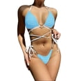 thumbnail image 1 of Womens Swimsuits Triangle Bikini Set Two Piece Summer Beach Wear Stylish Plus Size Tankini Swimwear Blue, 1 of 3
