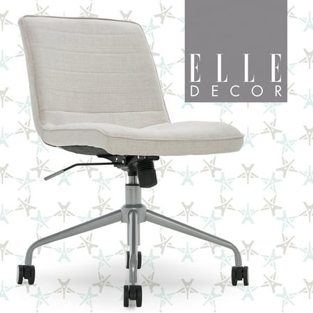 UPC: 0887909048902 | Elle Decor Adelaide Fabric Mid-Back Office Chair with Swivel  250 lb Capacity  Off-White