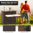 thumbnail image 4 of Gymax Set of 3 Patio Bar Set w/ Tempered Glass Tabletop 2-Tier Storage Removable Cushions, 4 of 8