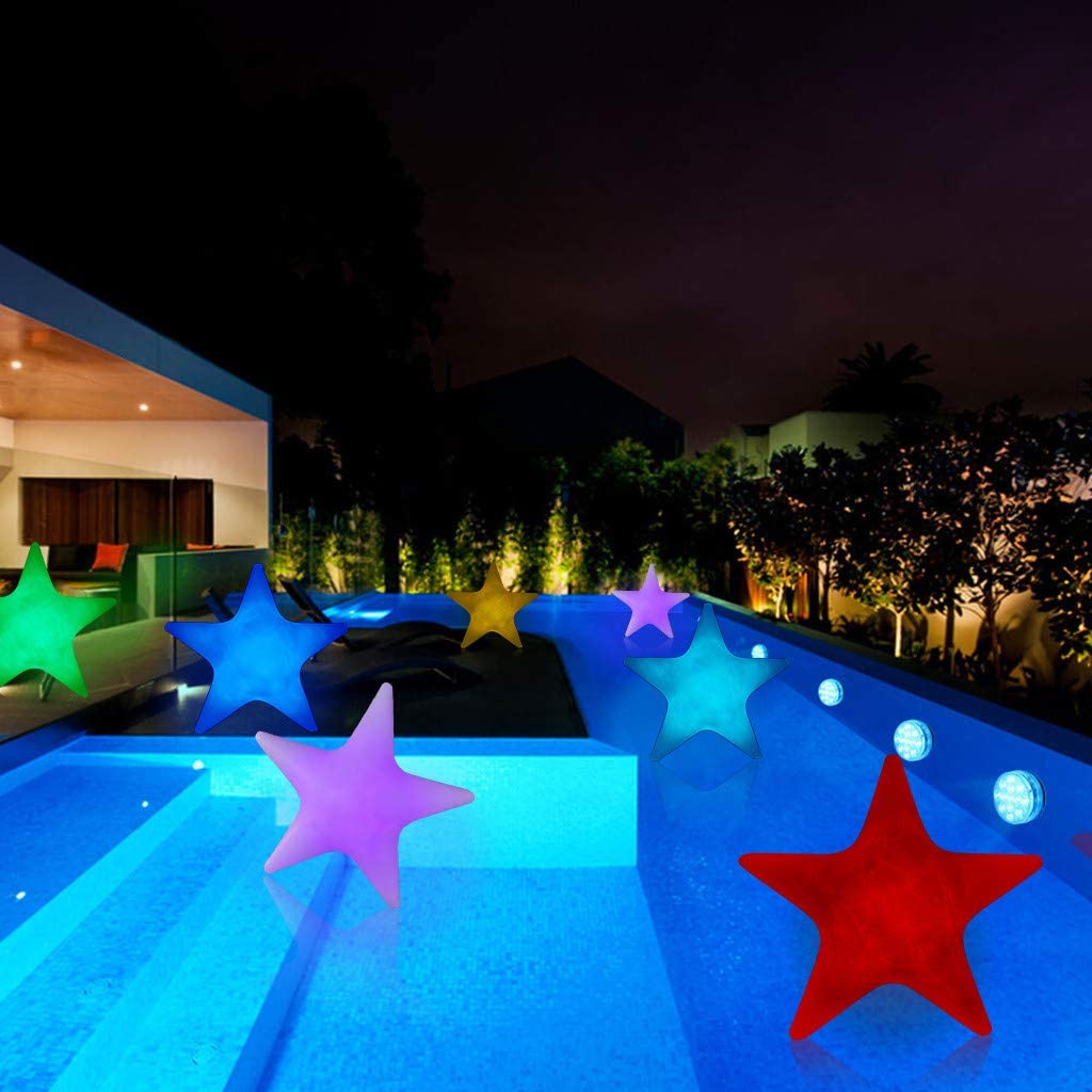 HSD Glowing Beach Balls, 13 Colors Changing Floating Inflatable Star