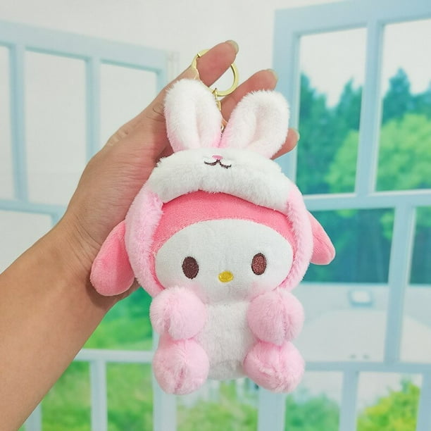 LLavero de Hello Kitty de 14Cm para mujer, muñeco de peluche con diseño de Sanrio, Kuromi, Cinnamoroll, Gato de vestidor cruzado, Kawaii, My Melody, Anime, peluche de dibujos animados