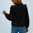 thumbnail image 3 of Bienvenido Casual Long Sleeve Top Frill Trim Decoration Keyhole Back Loose Fit Cuff Link Long Sleeve Blouse for Women Female Black L, 3 of 6